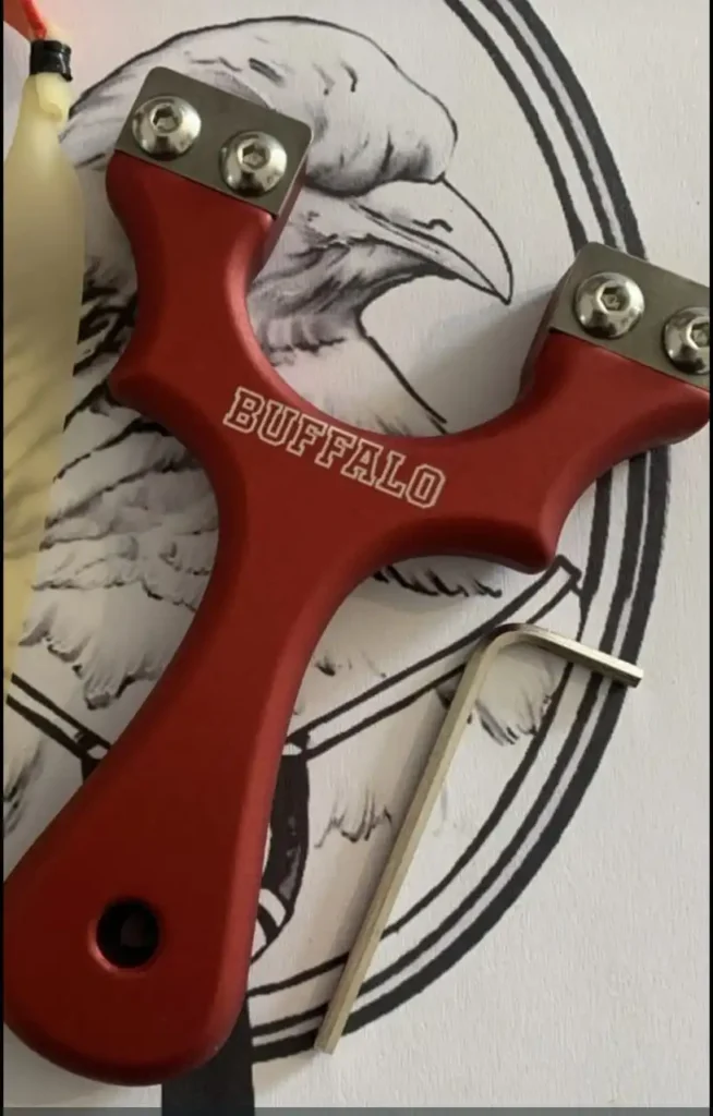 Buffalo Slingshot 90mm Anodized Aluminium Frame – 23mm Fork Tips – Professional Hunting & Target Slingshot