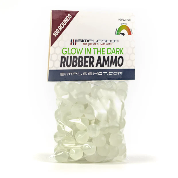 Glow Rubber Training Ammo 10mm | Reusable Glow-in-the-Dark Slingshot Practice Balls (100 Pack)